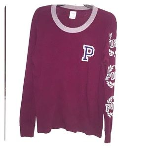 VS PINK maroon long sleeve T-shirt